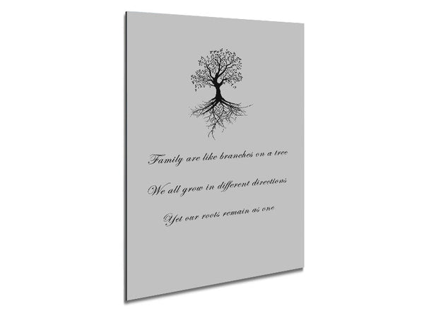 Family Quote Family Are Like Branches 2 Grey Metal Print
