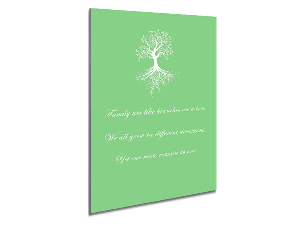 Family Quote Family Are Like Branches 2 Green Metal Print