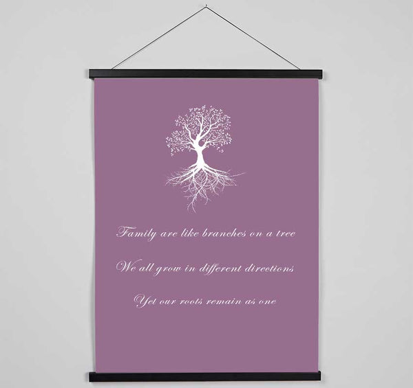 Family Quote Family Are Like Branches 2 Dusty Pink Hanging Poster - Wallart-Direct UK