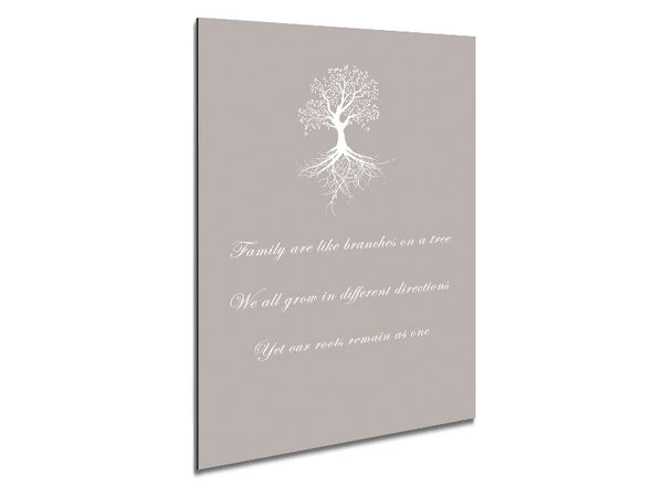 Family Quote Family Are Like Branches 2 Beige Metal Print