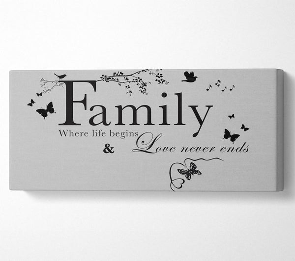 Family Quote Family Where Life Begins Grey
