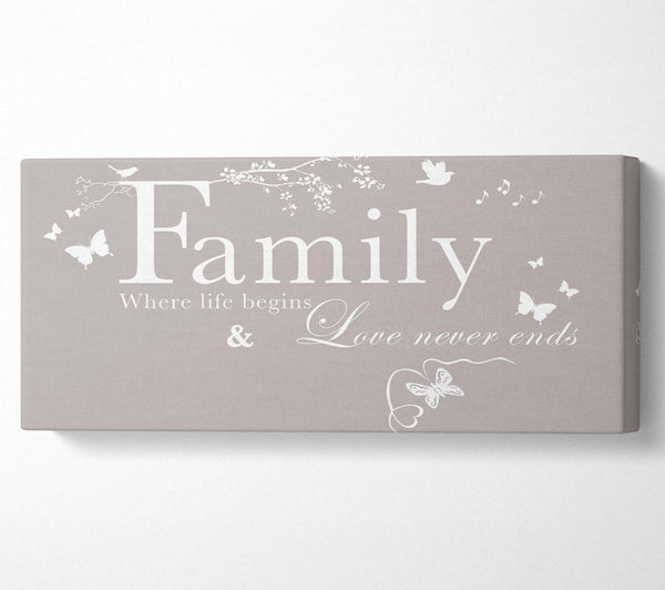 Family Quote Family Where Life Begins Beige