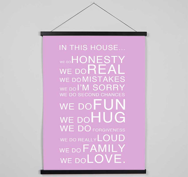Family Quote In This House Pink Hanging Poster - Wallart-Direct UK