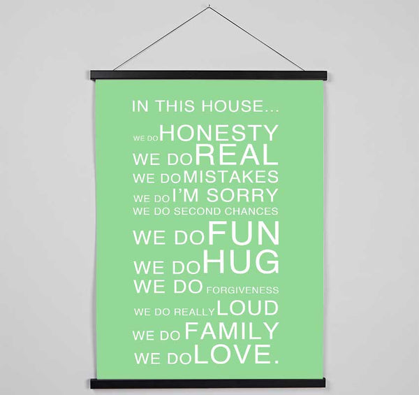 Family Quote In This House Green Hanging Poster - Wallart-Direct UK