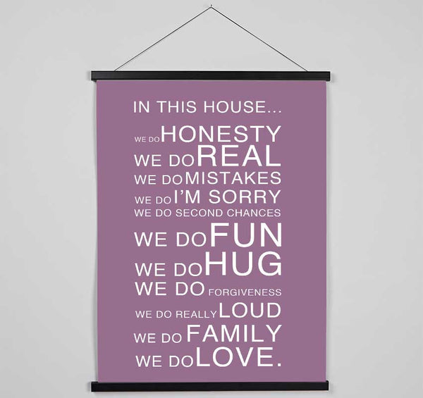 Family Quote In This House Dusty Pink Hanging Poster - Wallart-Direct UK