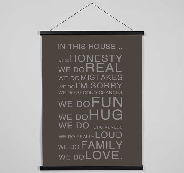 Family Quote In This House Chocolate Hanging Poster - Wallart-Direct UK