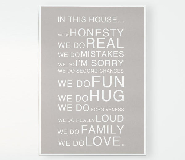 Family Quote In This House Beige Print Poster Wall Art
