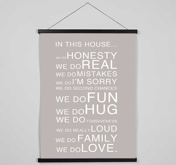 Family Quote In This House Beige Hanging Poster - Wallart-Direct UK