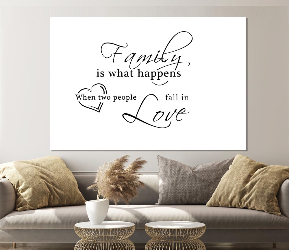 Family Quote Family Is What Happens White Print Poster Wall Art