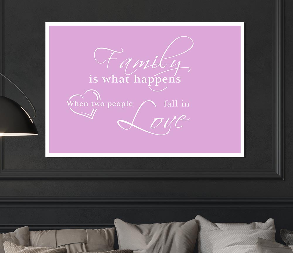 Family Quote Family Is What Happens Pink Print Poster Wall Art