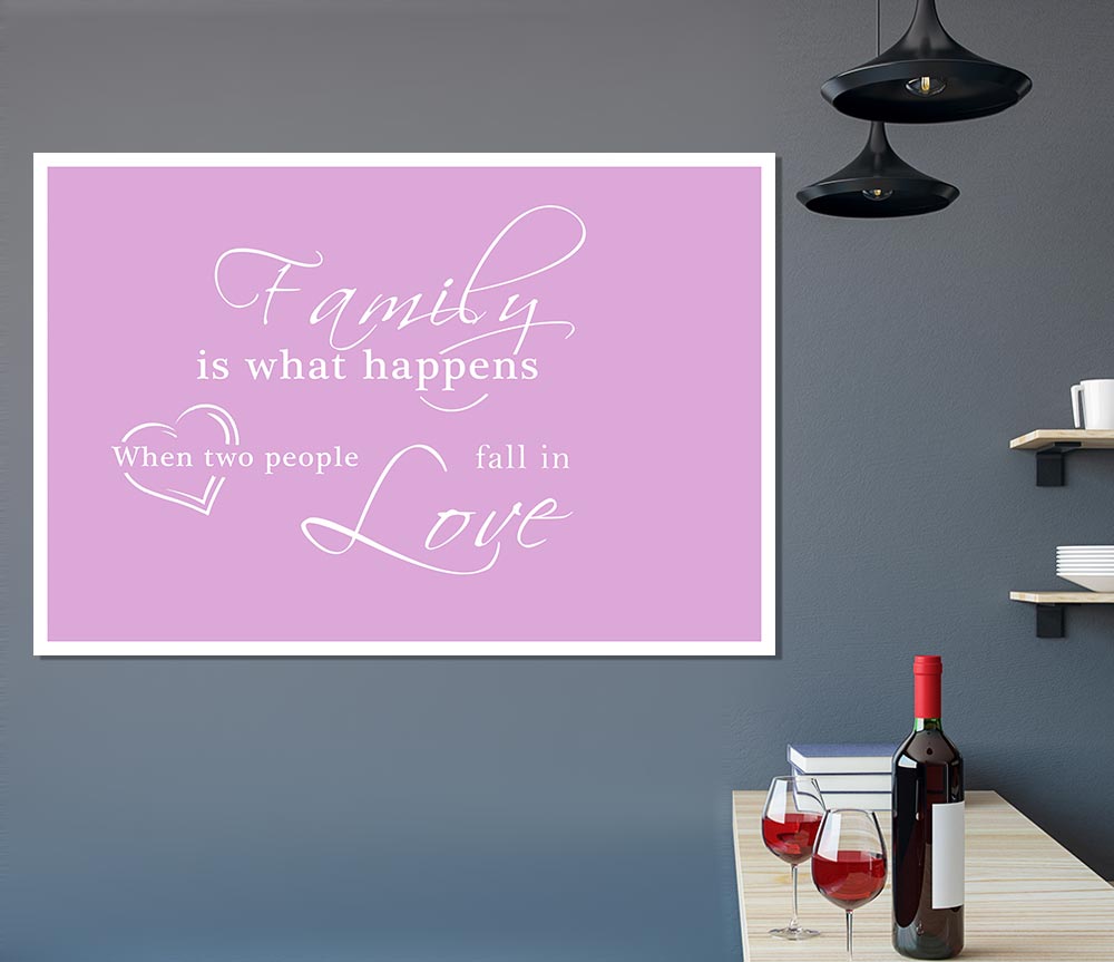 Family Quote Family Is What Happens Pink Print Poster Wall Art
