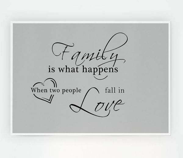 Family Quote Family Is What Happens Grey Print Poster Wall Art