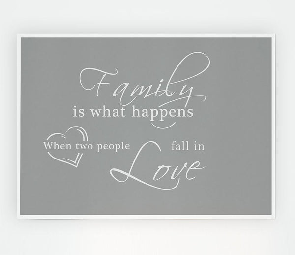 Family Quote Family Is What Happens Grey White Print Poster Wall Art