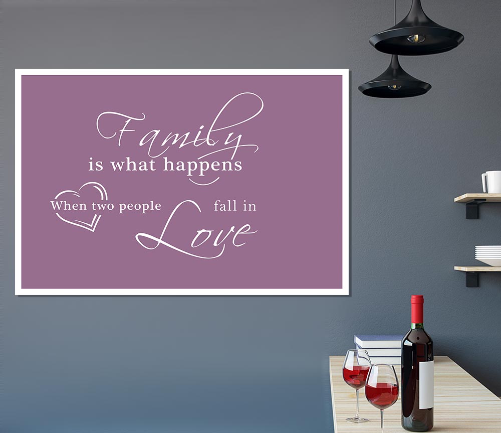 Family Quote Family Is What Happens Dusty Pink Print Poster Wall Art