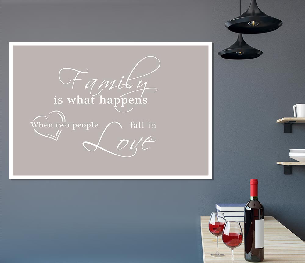 Family Quote Family Is What Happens Beige Print Poster Wall Art