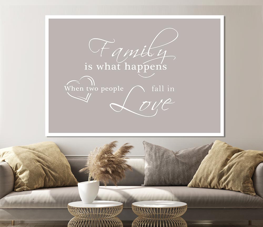 Family Quote Family Is What Happens Beige Print Poster Wall Art