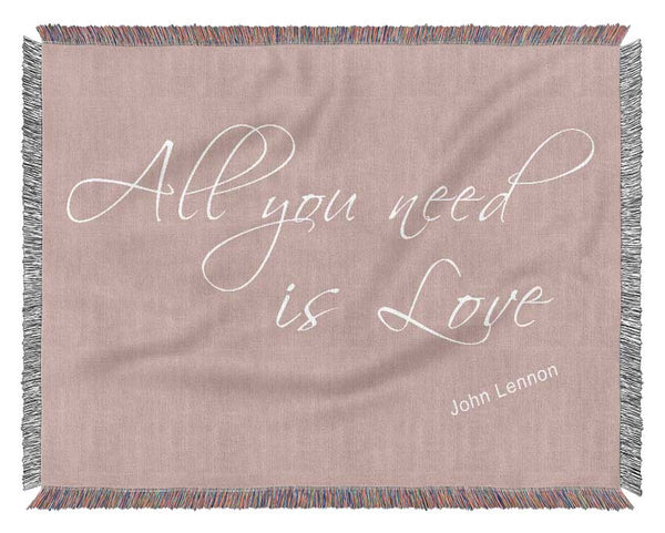Music Quote All You Need Is Love 2 Vivid Pink Woven Blanket