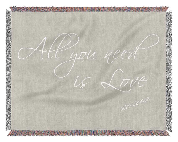 Music Quote All You Need Is Love 2 Pink Woven Blanket