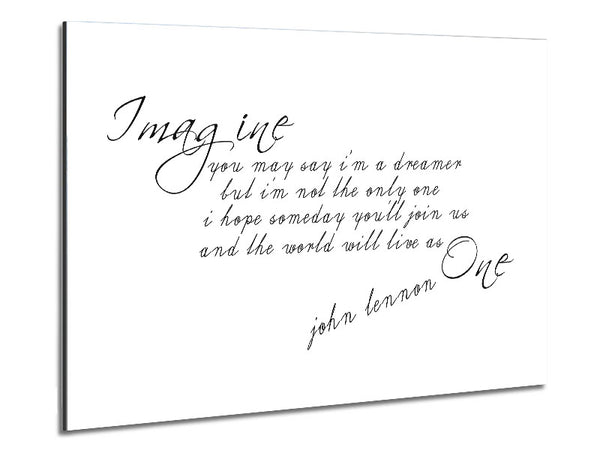 Music Quote Imagine John Lennon White Metal Print