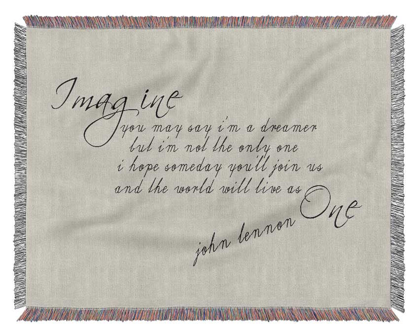 Music Quote Imagine John Lennon Grey Woven Blanket
