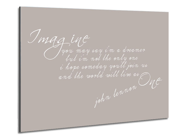 Music Quote Imagine John Lennon Beige Metal Print
