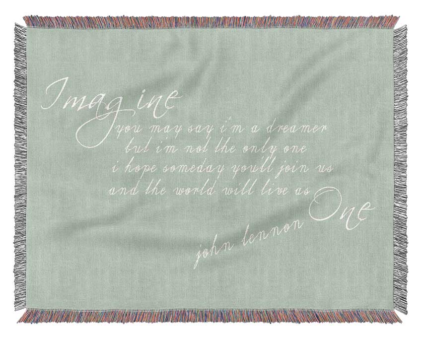 Music Quote Imagine John Lennon Beige Woven Blanket