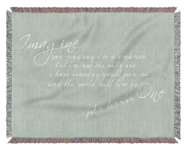 Music Quote Imagine John Lennon Beige Woven Blanket