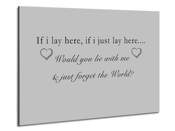 Music Quote If I Lay Here Snow Patrol Grey Metal Print