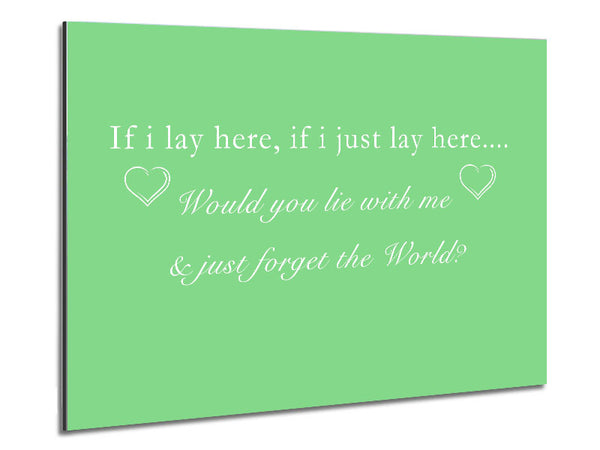 Music Quote If I Lay Here Snow Patrol Green Metal Print