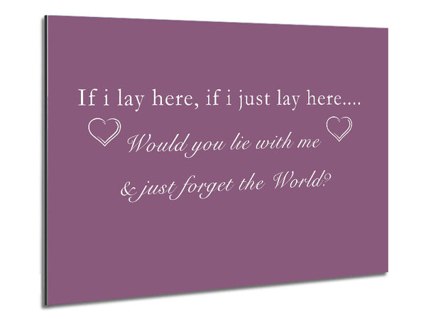 Music Quote If I Lay Here Snow Patrol Dusty Pink Metal Print