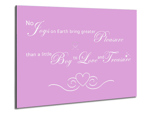 Nursery Quote No Joys On Earth Bring Pleasure Pink Metal Print