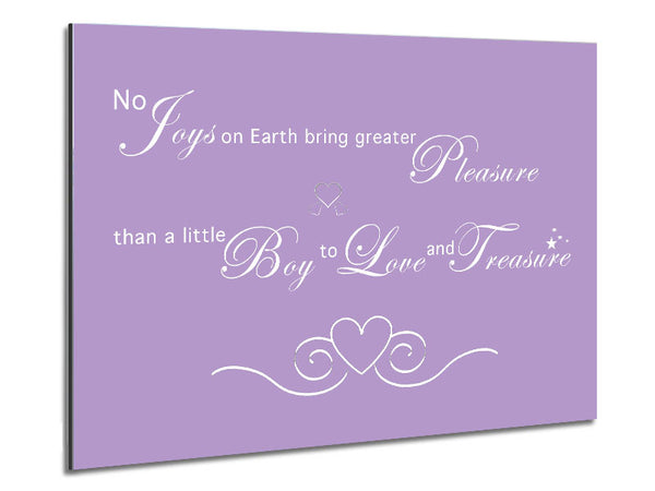 Nursery Quote No Joys On Earth Bring Pleasure Lilac Metal Print