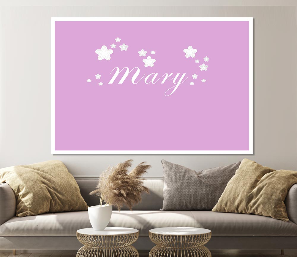 Your Name In Stars Pink Print Poster Wall Art