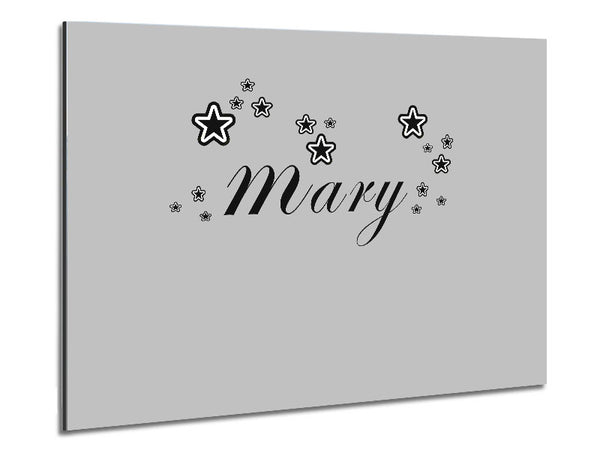 Girls Room Quote Your Name In Stars Grey Metal Print