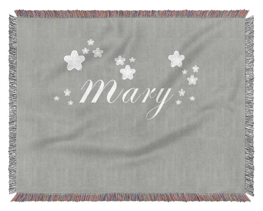 Your Name In Stars Grey White Woven Blanket