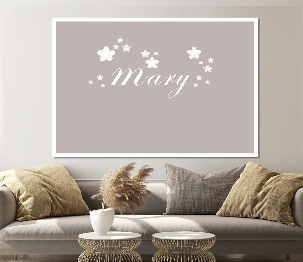 Your Name In Stars Beige Print Poster Wall Art