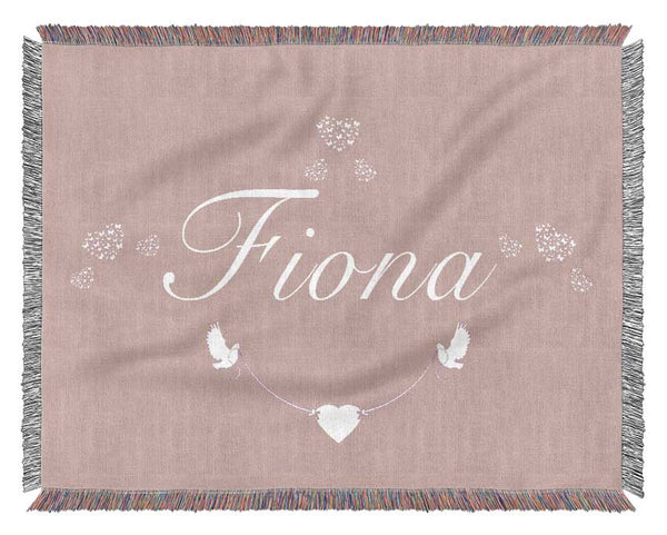 Girls Room Quote Your Name In Hearts Vivid Pink Woven Blanket