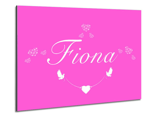Girls Room Quote Your Name In Hearts Vivid Pink Metal Print