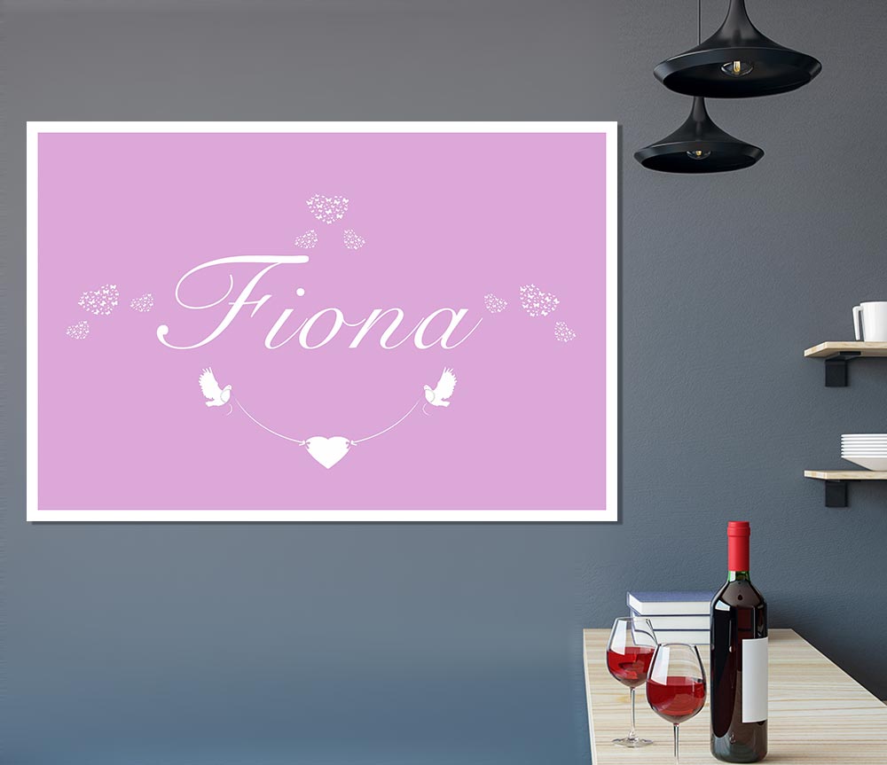 Your Name In Hearts Pink Print Poster Wall Art