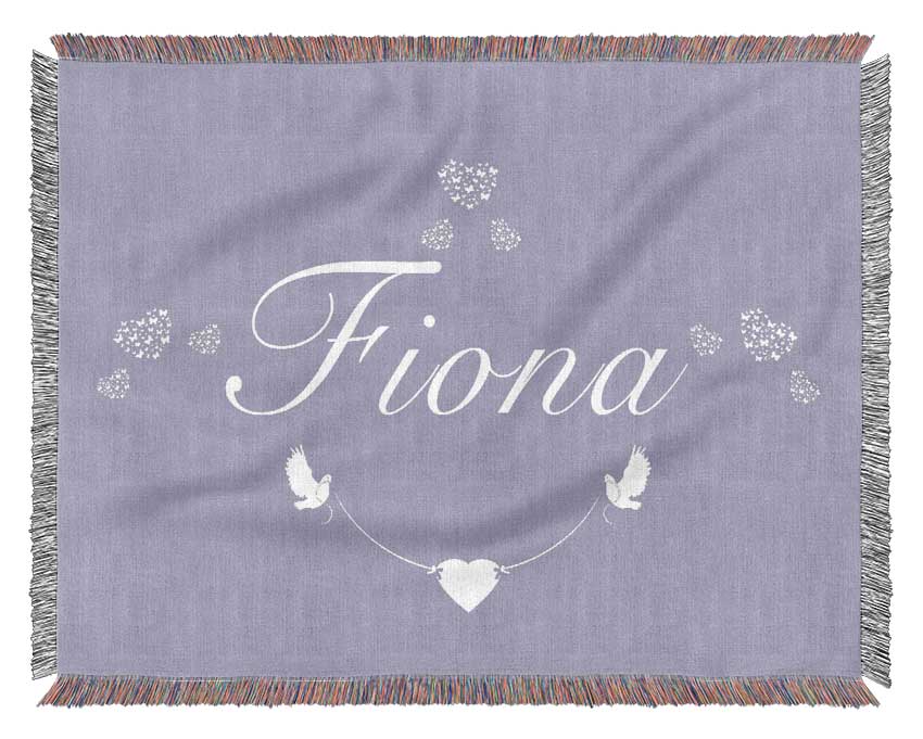 Your Name In Hearts Lilac Woven Blanket