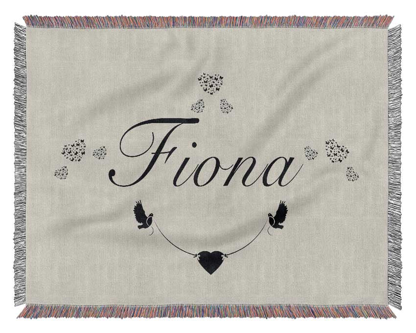Your Name In Hearts Grey Woven Blanket