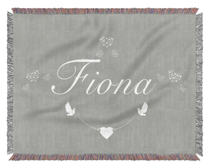 Your Name In Hearts Grey White Woven Blanket