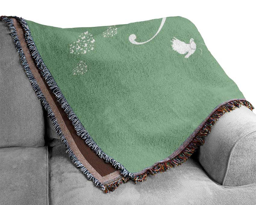 Your Name In Hearts Green Woven Blanket