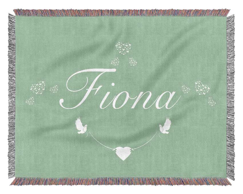 Your Name In Hearts Green Woven Blanket