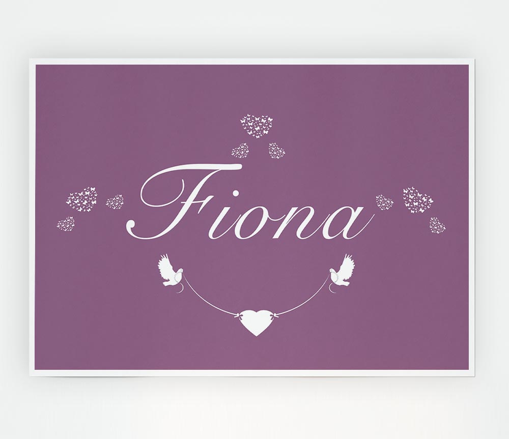 Your Name In Hearts Dusty Pink Print Poster Wall Art