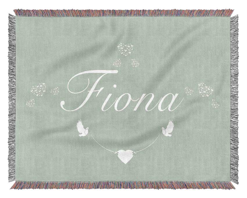 Your Name In Hearts Beige Woven Blanket