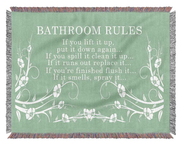 Bathroom Quote Bathroom Rules 2 Green Woven Blanket