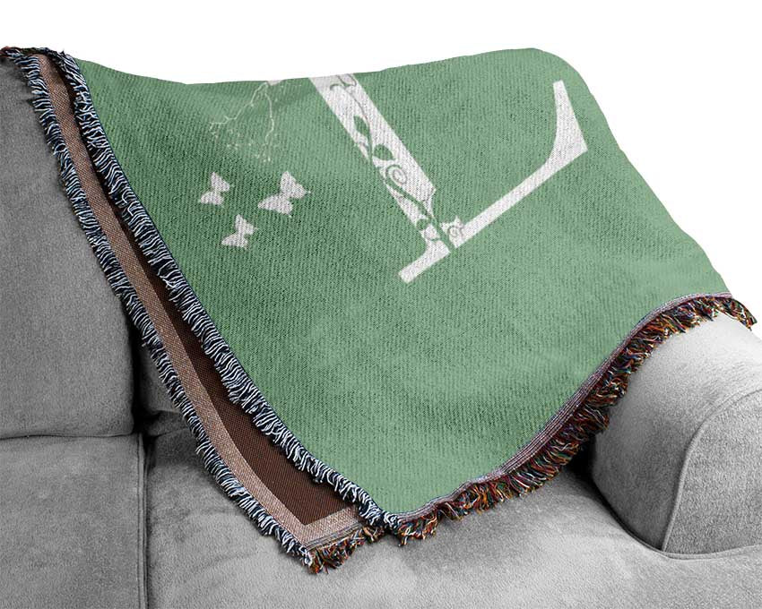 Music Quote All You Need Is Love Green Woven Blanket