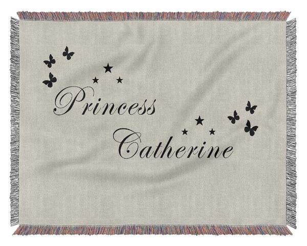 Girls Room Quote Your Own Name Princess Grey Woven Blanket