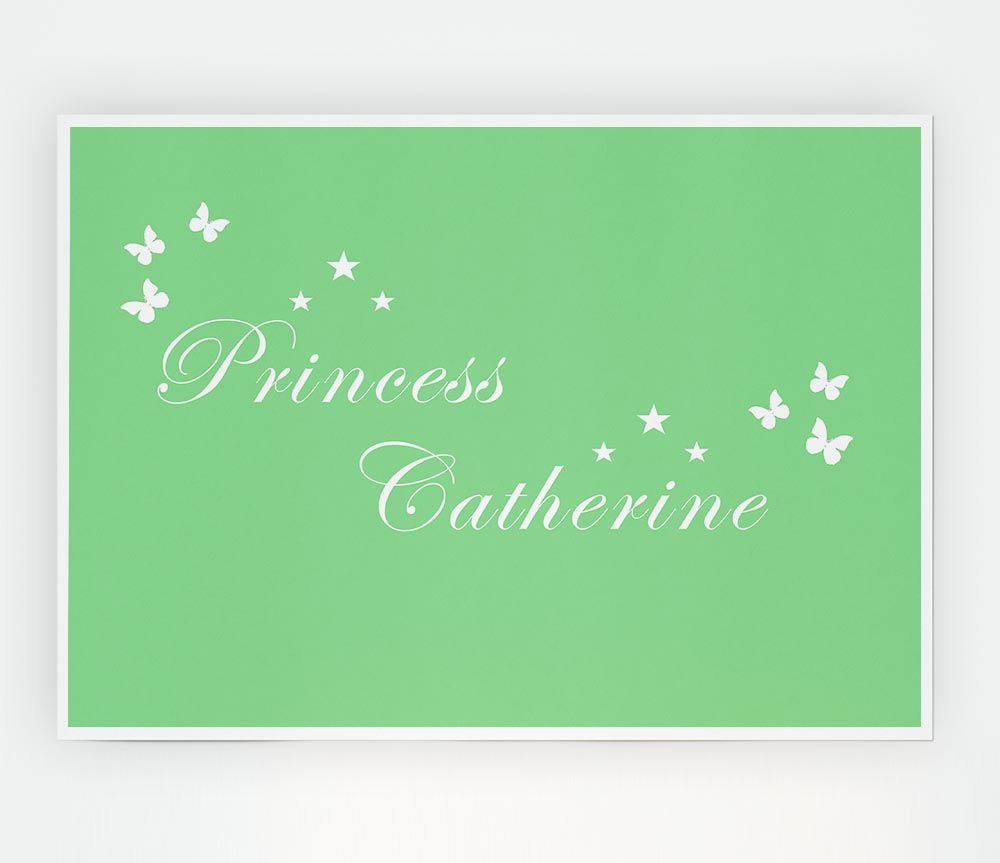 Your Own Name Princess Green Print Poster Wall Art